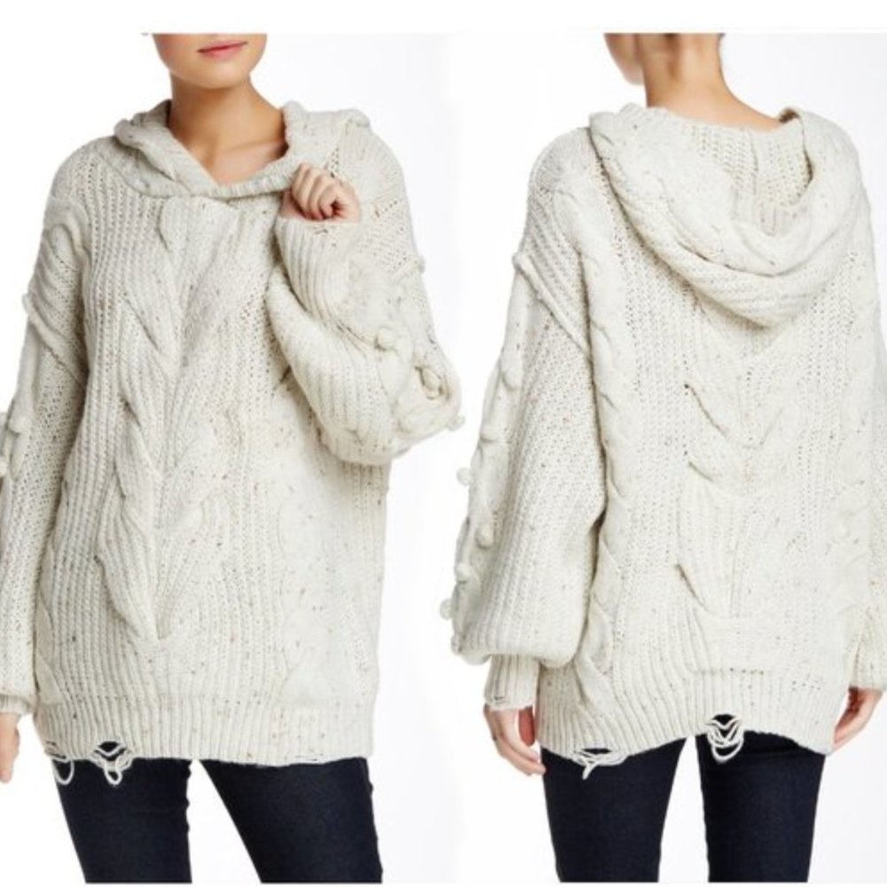 Wildfox Pattie Cable Knit Hooded Sweater XS - Picture 1 of 14